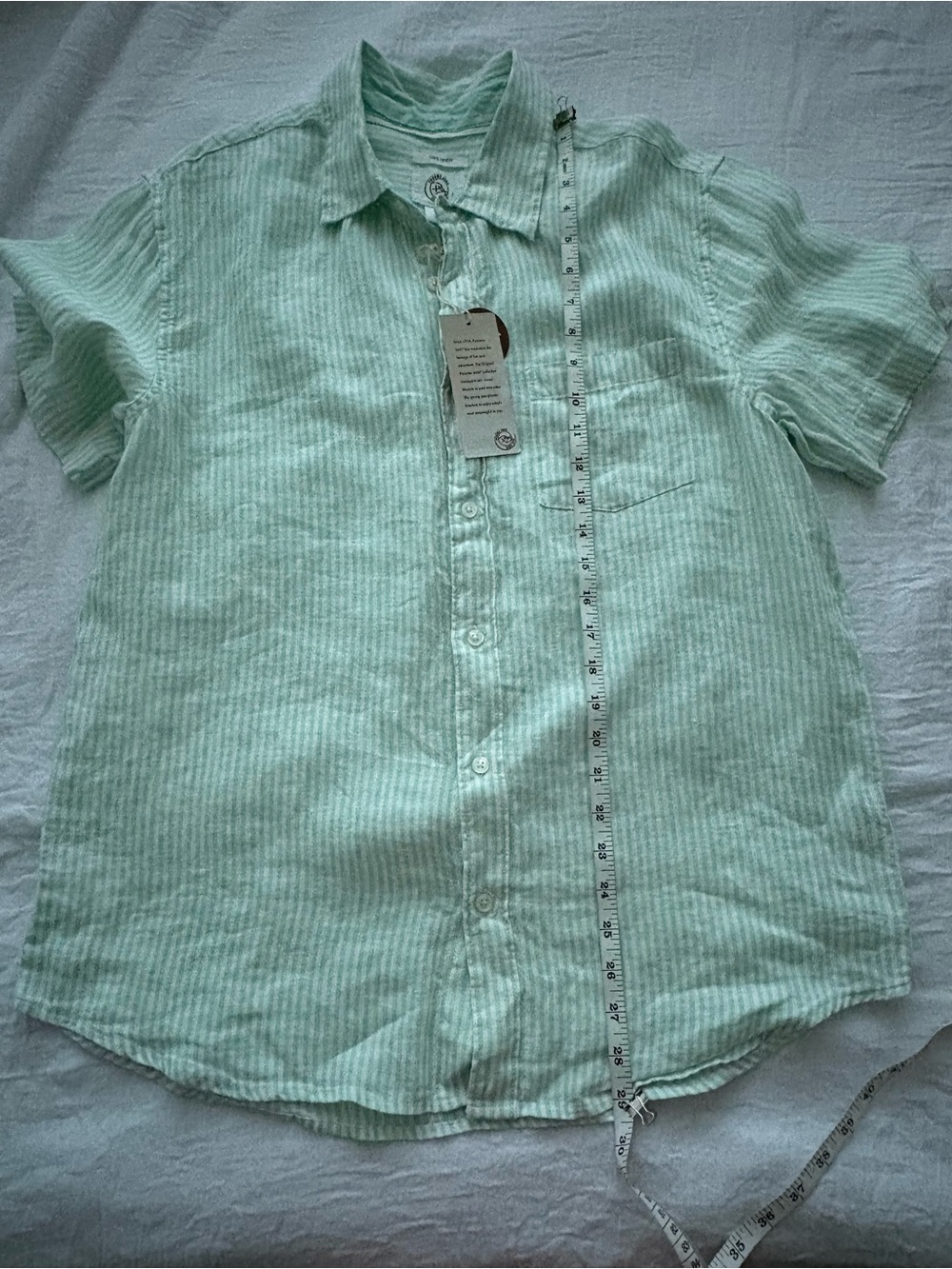 Panama Jack 100% Linen Mint Green Stripe Button Front Shirt NWT Men’s Large - Picture 2 of 8